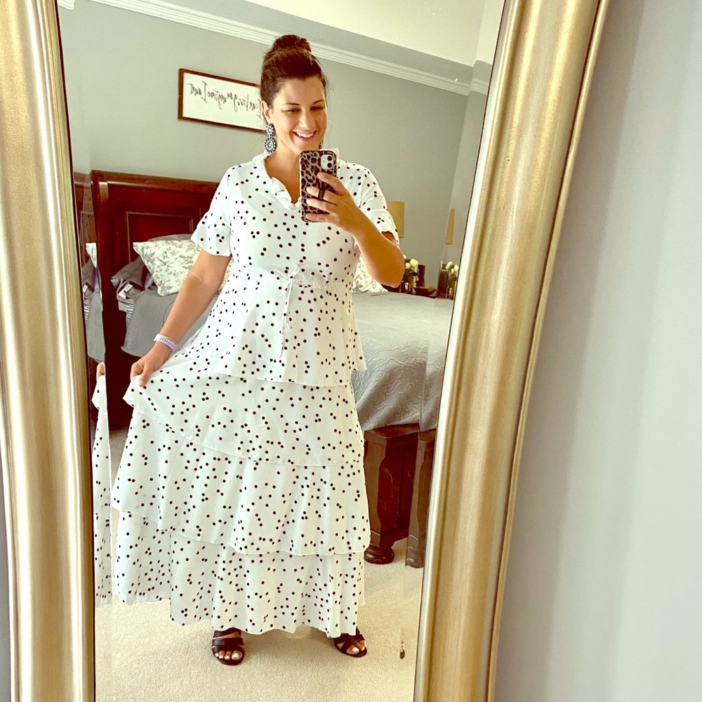 Black/White Tiered Maxi Dress